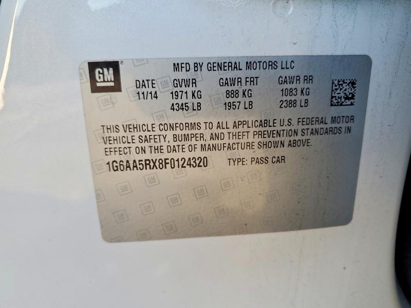72753985 :رقم المزاد ، 1G6AA5RX8F0124320 vin ، 2015 Cadillac Ats مزاد بيع