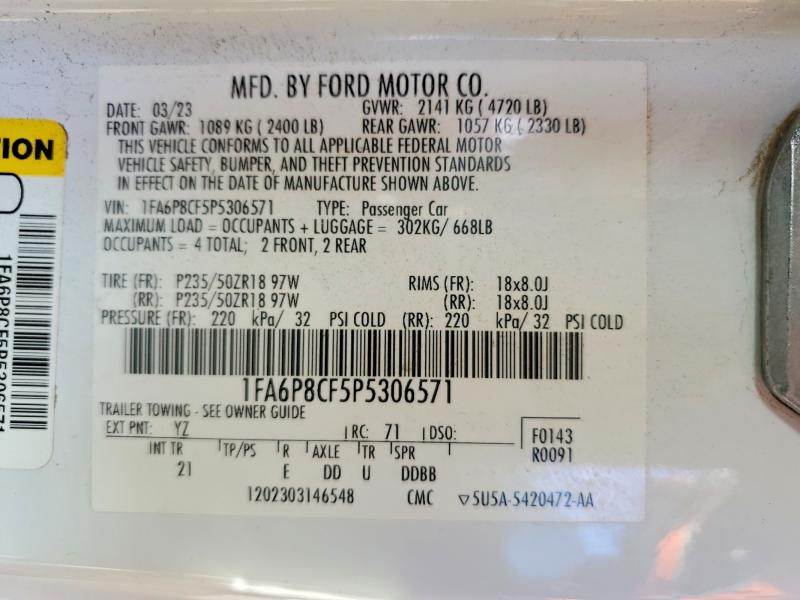 Продаж на аукціоні авто 2023 Ford Mustang, vin: 1FA6P8CF5P5306571, номер лоту: 99275445