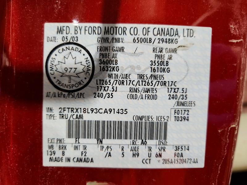 Aukcja sprzedaży 2003 Ford F150, vin: 2FTRX18L93CA91435, numer aukcji: 99713695