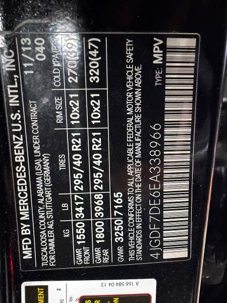 75373115 :رقم المزاد ، 4JGDF7DE6EA338966 vin ، 2014 Mercedes-benz Gl 550 4ma مزاد بيع