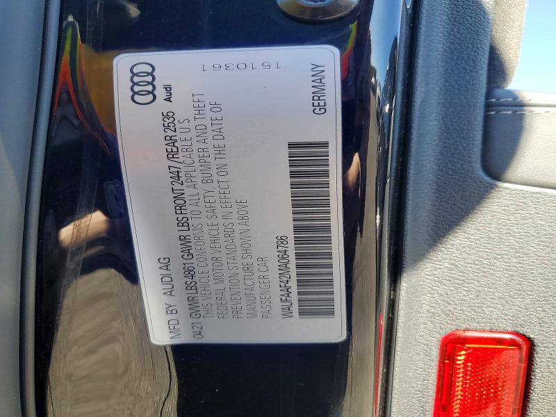Aukcja sprzedaży 2021 Audi A4, vin: WAUFAAF42MA064786, numer aukcji: 73333555