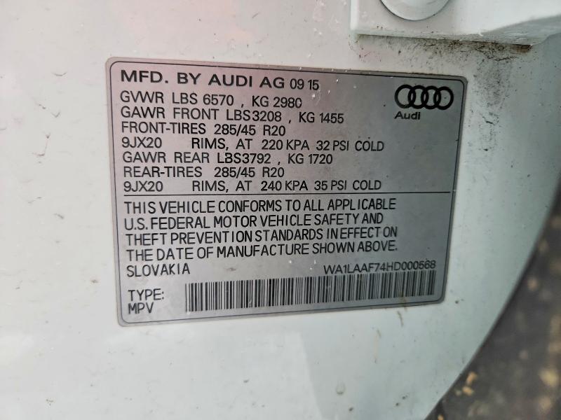 Продаж на аукціоні авто 2017 Audi Q7, vin: WA1LAAF74HD000568, номер лоту: 73646595