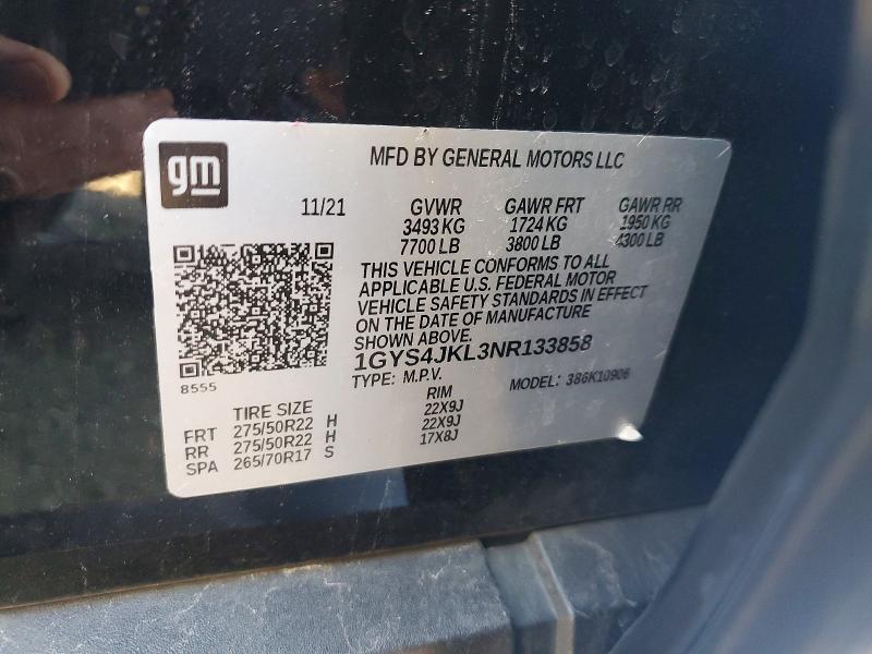73047485 :رقم المزاد ، 1GYS4JKL3NR133858 vin ، 2022 Cadillac Escalade مزاد بيع