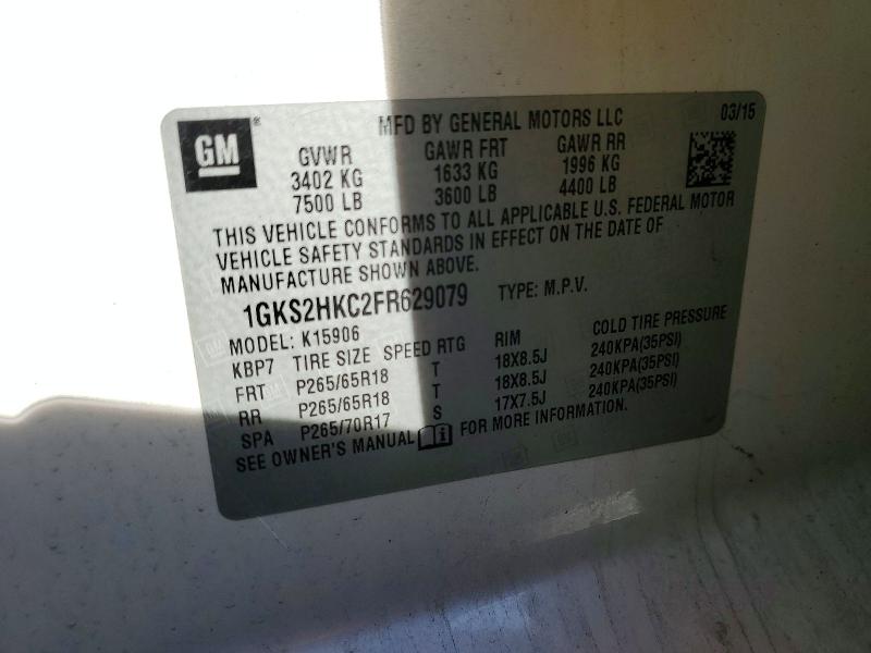 Продаж на аукціоні авто 2015 Gmc Yukon Xl, vin: 1GKS2HKC2FR629079, номер лоту: 72250355