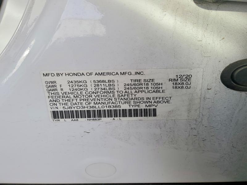 Продаж на аукціоні авто 2020 Acura Mdx, vin: 5J8YD3H38LL018385, номер лоту: 99271625