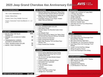 Продаж на аукціоні авто 2025 Jeep Grand Cherokee, vin: 1C4RJYB69S8692736, номер лоту: 98568095