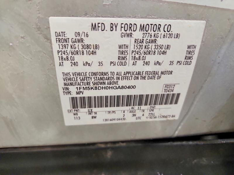 Aukcja sprzedaży 2017 Ford Explorer, vin: 1FM5K8DH0HGA80400, numer aukcji: 73277455