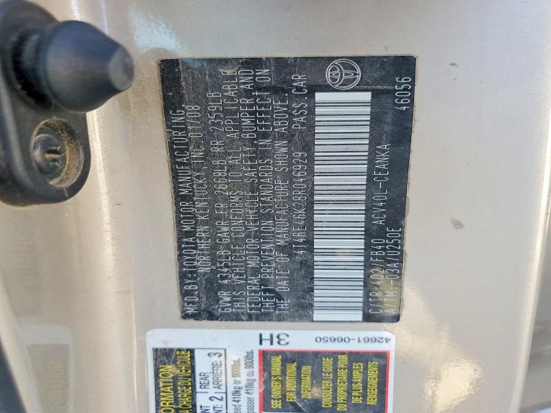 2008 Toyota Camry მანქანა იყიდება აუქციონზე, vin: 4T4BE46K28R046929, აუქციონის ნომერი: 72144835
