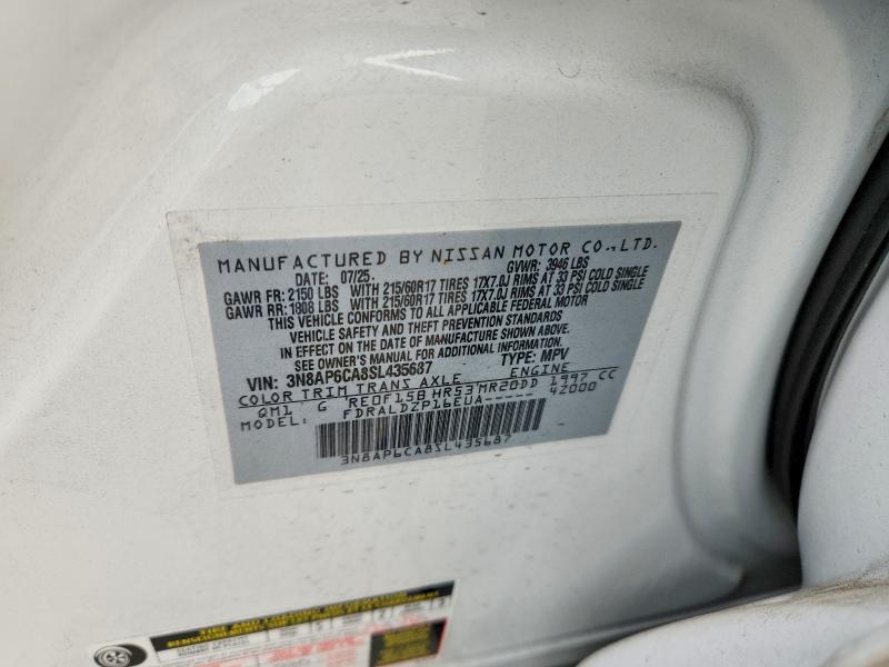 2025 Nissan Kicks მანქანა იყიდება აუქციონზე, vin: 3N8AP6CA8SL435687, აუქციონის ნომერი: 73558445