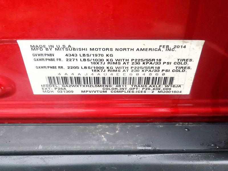 Продажа на аукционе авто 2014 Mitsubishi Rvr, vin: 4A4AJ4AU4EE604860, номер лота: 99445505