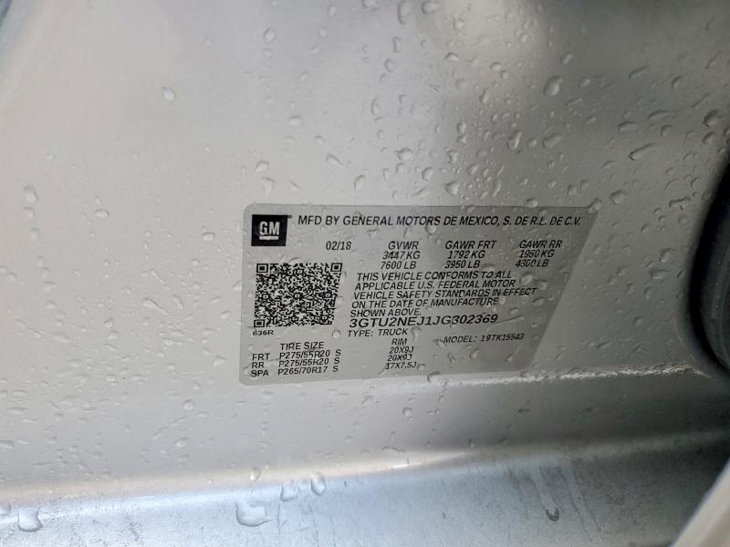 99732355 :رقم المزاد ، 3GTU2NEJ1JG302369 vin ، 2018 Gmc Sierra مزاد بيع