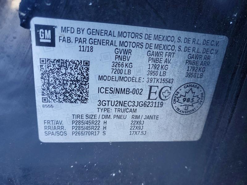 Aukcja sprzedaży 2018 Gmc Sierra, vin: 3GTU2NEC3JG623119, numer aukcji: 75291335