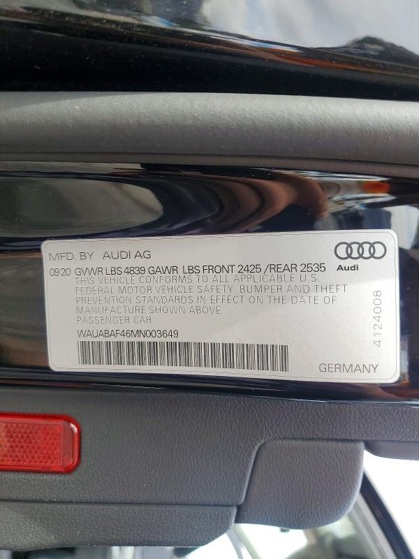 99566395 :رقم المزاد ، WAUABAF46MN003649 vin ، 2021 Audi A4 مزاد بيع