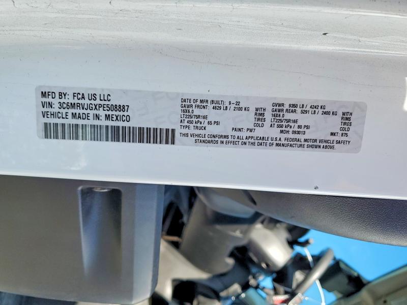 Продажа на аукционе авто 2023 Ram Promaster 3500, vin: 3C6MRVJGXPE508887, номер лота: 49038736