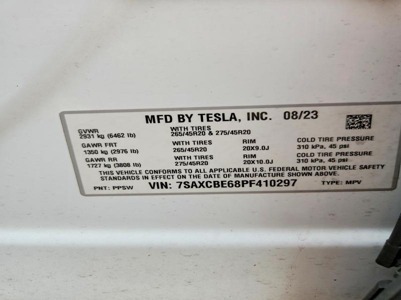 Aukcja sprzedaży 2023 Tesla Model X, vin: 7SAXCBE68PF410297, numer aukcji: 99659425