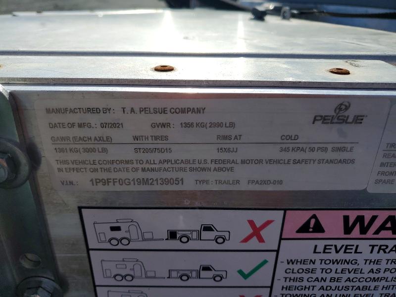 Продаж на аукціоні авто 2021 Pelsue Trailer, vin: 1P9FF0G19M2139051, номер лоту: 73889915