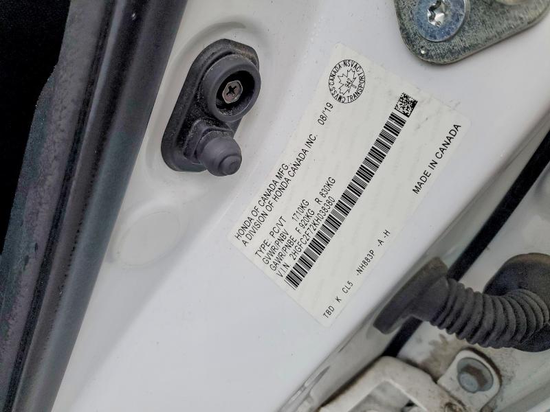 Aukcja sprzedaży 2019 Honda Civic, vin: 2HGFC2F72KH038380, numer aukcji: 72979045