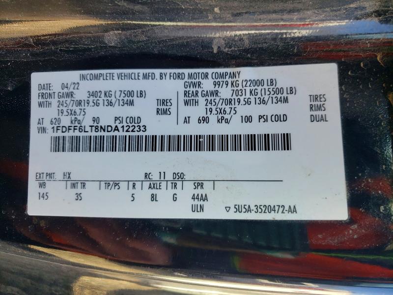 Продаж на аукціоні авто 2022 Ford F600, vin: 1FDFF6LT8NDA12233, номер лоту: 72793045