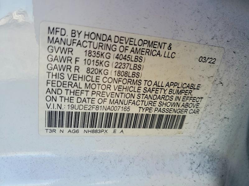 Aukcja sprzedaży 2022 Acura Ilx, vin: 19UDE2F81NA007165, numer aukcji: 74660685