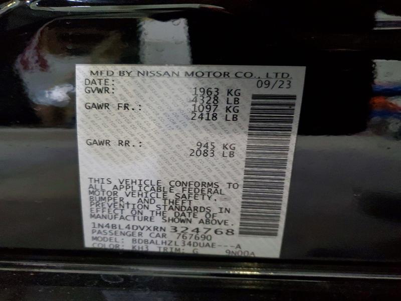 Продаж на аукціоні авто 2024 Nissan Altima, vin: 1N4BL4DVXRN324768, номер лоту: 74140665