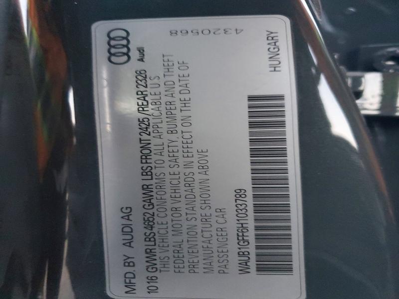 Продаж на аукціоні авто 2017 Audi S3, vin: WAUB1GFF6H1033789, номер лоту: 75000875