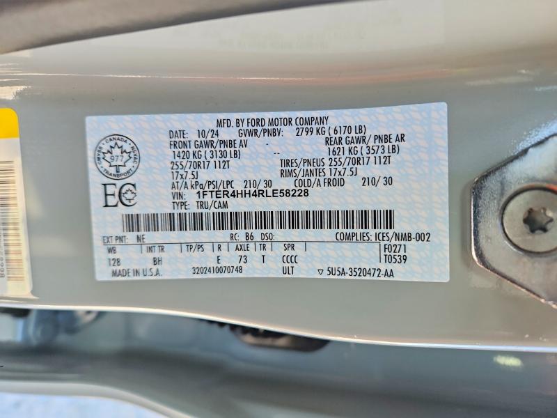 Aukcja sprzedaży 2024 Ford Ranger, vin: 1FTER4HH4RLE58228, numer aukcji: 75044305