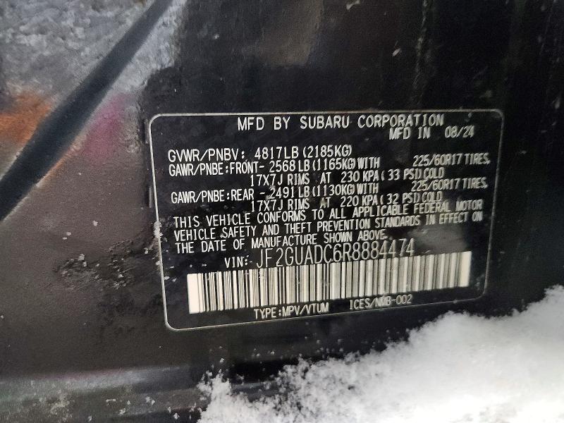 Продажа на аукционе авто 2024 Subaru Crosstrek, vin: JF2GUADC6R8884474, номер лота: 98875585