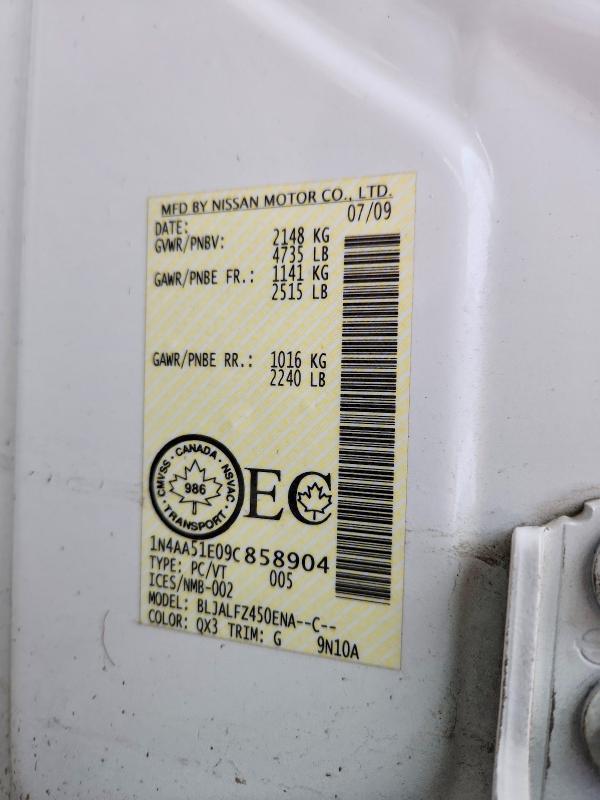 Продажа на аукционе авто 2009 Nissan Maxima 3.5 Sv 4dr, vin: 1N4AA51E09C858904, номер лота: 74993805