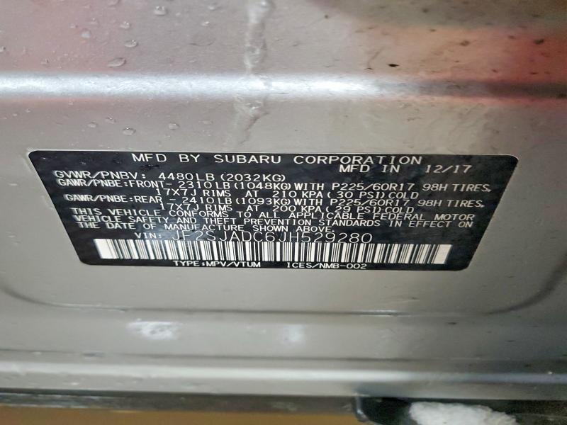 74052225 :رقم المزاد ، JF2SJADC6JH529280 vin ، 2018 Subaru Forester مزاد بيع