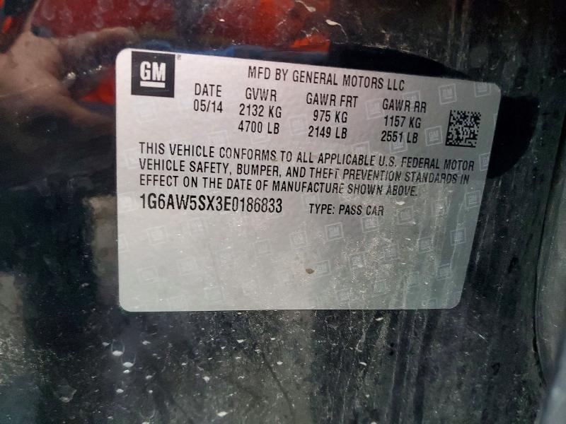 97392655 :رقم المزاد ، 1G6AW5SX3E0186833 vin ، 2014 Cadillac Cts مزاد بيع