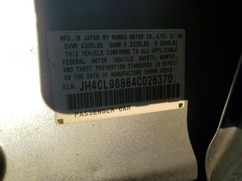 Aukcja sprzedaży 2004 Acura Tsx, vin: JH4CL96864C026370, numer aukcji: 72489965