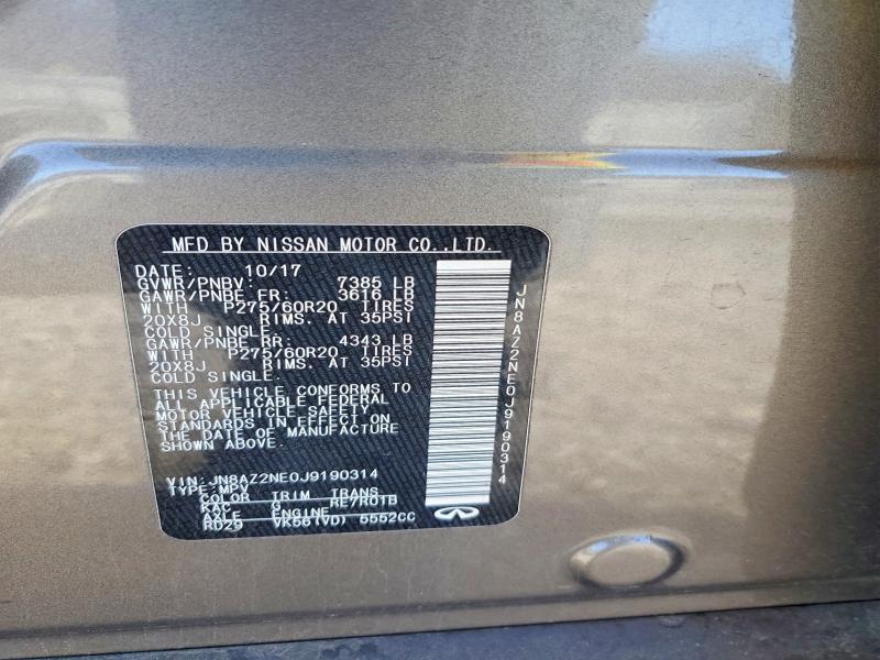 Aukcja sprzedaży 2018 Infiniti Qx80, vin: JN8AZ2NE0J9190314, numer aukcji: 98201915