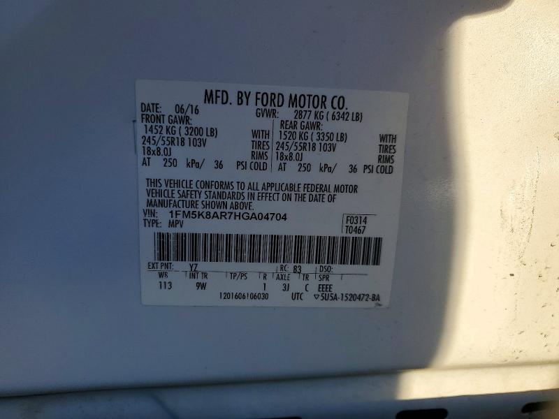 Aukcja sprzedaży 2017 Ford Explorer, vin: 1FM5K8AR7HGA04704, numer aukcji: 73671875