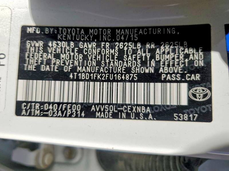 Продажа на аукционе авто 2015 Toyota Camry Hybrid, vin: 4T1BD1FK2FU164875, номер лота: 73084095