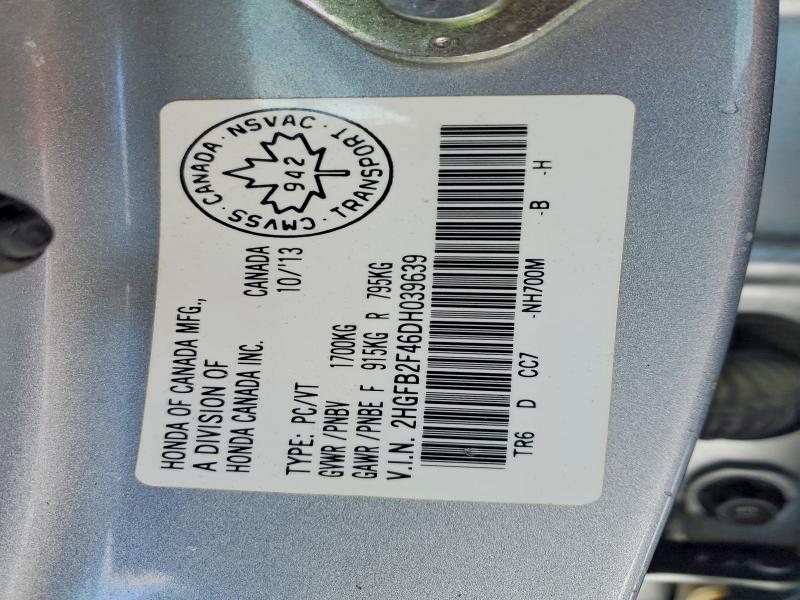 Aukcja sprzedaży 2013 Honda Civic, vin: 2HGFB2F46DH039639, numer aukcji: 72578285