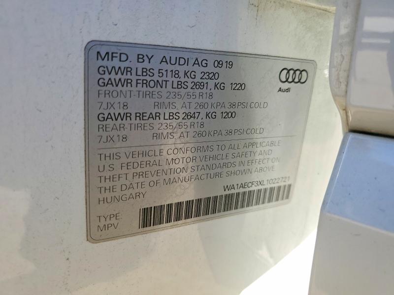 Aukcja sprzedaży 2020 Audi Q3, vin: WA1AECF3XL1022721, numer aukcji: 75421385