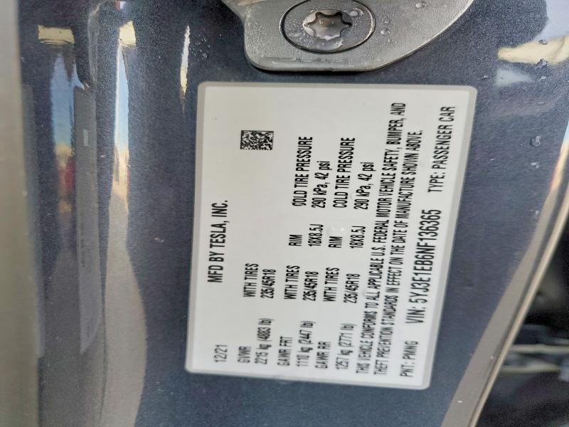 Aukcja sprzedaży 2022 Tesla Model 3, vin: 5YJ3E1EB6NF136365, numer aukcji: 99620425