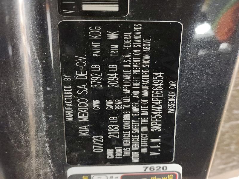 2023 Kia Forte მანქანა იყიდება აუქციონზე, vin: 3KPF54AD4PE664954, აუქციონის ნომერი: 73998295