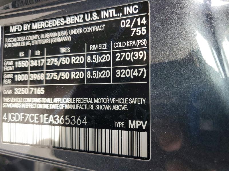 Продаж на аукціоні авто 2014 Mercedes-benz Gl 450 4ma, vin: 4JGDF7CE1EA365364, номер лоту: 74287235