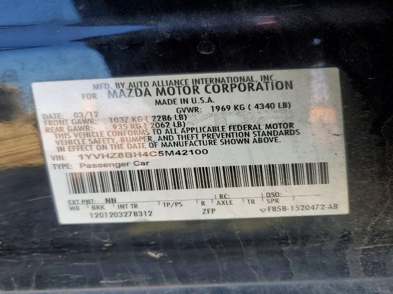 98060475 :رقم المزاد ، 1YVHZ8BH4C5M42100 vin ، 2012 Mazda 6 مزاد بيع