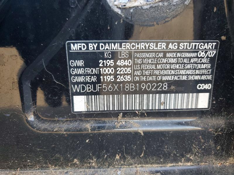 Продажа на аукционе авто 2008 Mercedes-benz E, vin: WDBUF56X18B190228, номер лота: 75426735