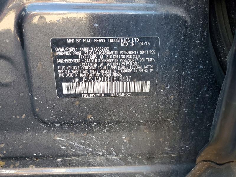 2015 Subaru Forester მანქანა იყიდება აუქციონზე, vin: JF2SJAKC6FH816497, აუქციონის ნომერი: 73408395