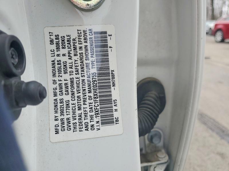 Продаж на аукціоні авто 2017 Honda Civic, vin: 19XFC1F8XHE029755, номер лоту: 98949175