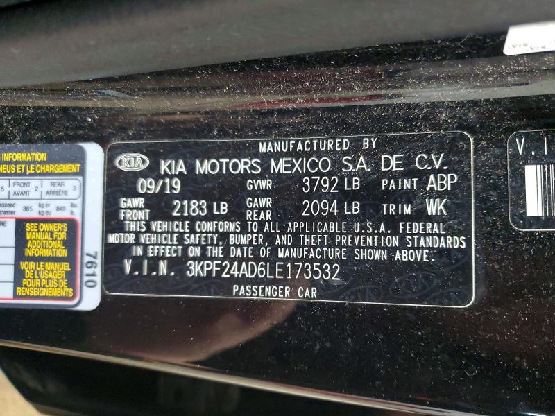 Aukcja sprzedaży 2020 Kia Forte, vin: 3KPF24AD6LE173532, numer aukcji: 98230415