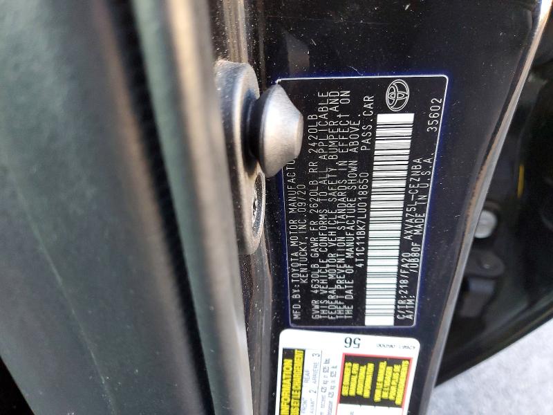 74233615 :رقم المزاد ، 4T1C11BK7LU018650 vin ، 2020 Toyota Camry مزاد بيع