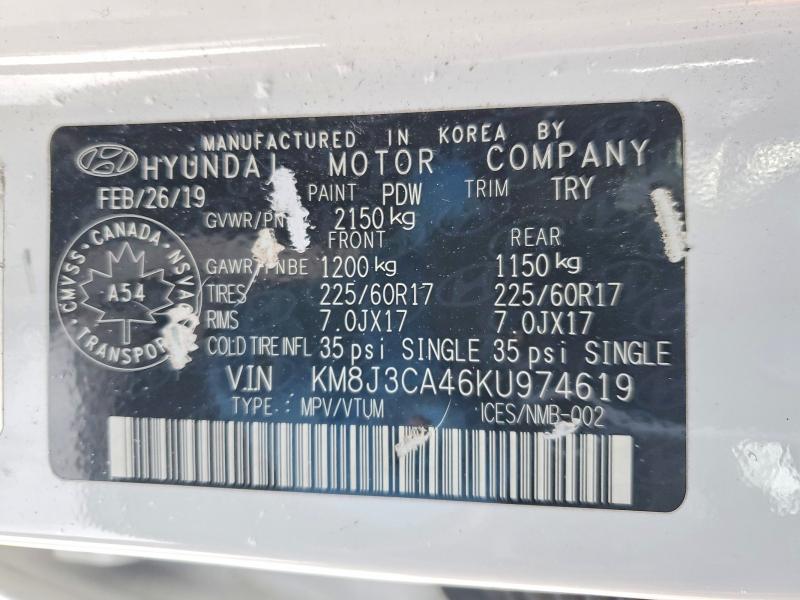 Auction sale of the 2019 Hyundai Tucson, vin: KM8J3CA46KU974619, lot number: 73600345