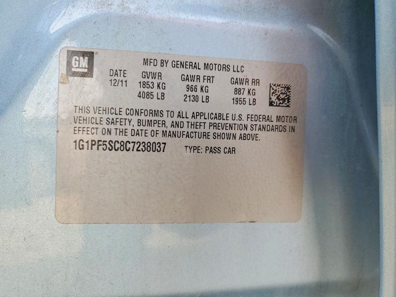 73521795 :رقم المزاد ، 1G1PF5SC8C7238037 vin ، 2012 Chevrolet Cruze مزاد بيع