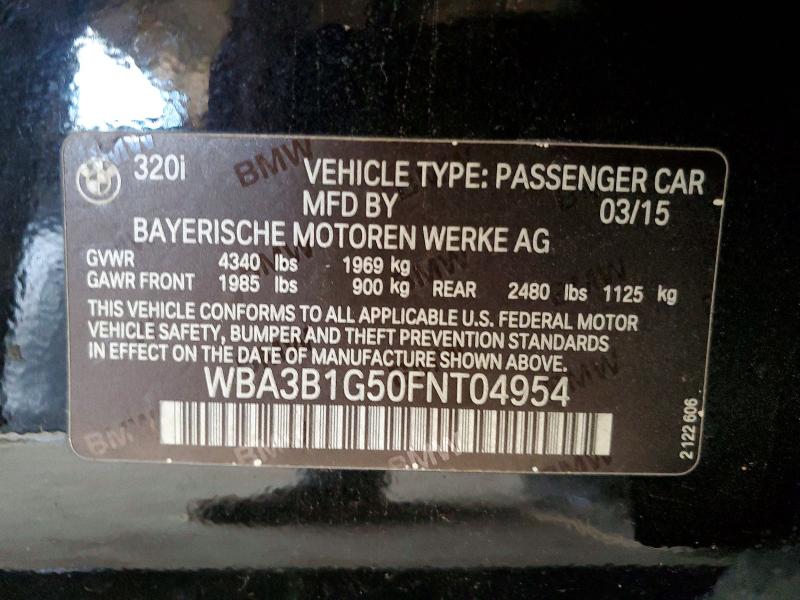 73463025 :رقم المزاد ، WBA3B1G50FNT04954 vin ، 2015 Bmw 320 مزاد بيع