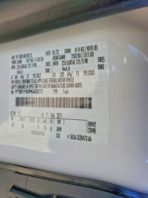 78744195 :رقم المزاد ، 1FTBR1Y83PKA52073 vin ، 2023 Ford Transit مزاد بيع