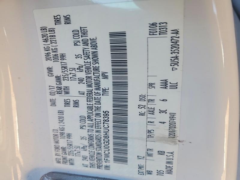 Aukcja sprzedaży 2017 Ford Escape, vin: 1FMCU0GD8HUC78395, numer aukcji: 99622145